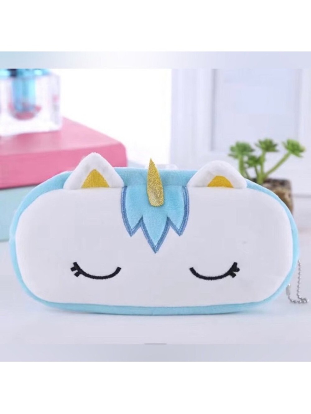 NWOT Unicorn Plush Pencil Case Storage in‎ Blue